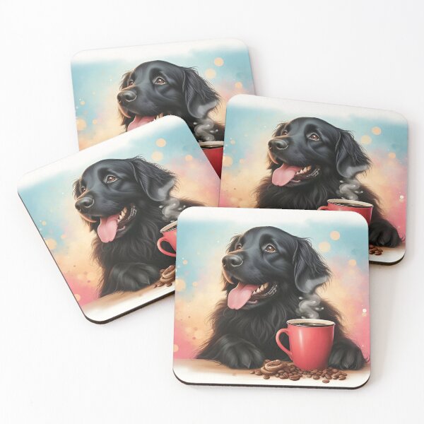 Item preview, Flat Coated Retriever Drinking Coffee designed and sold by The Coffee Critters.