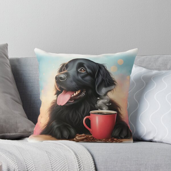 Artikelvorschau, Flat Coated Retriever trinkt Kaffee entworfen und verkauft von The Coffee Critters.