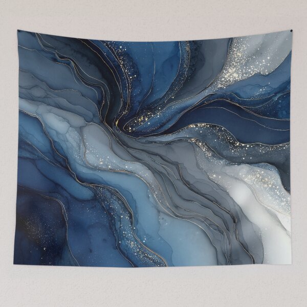 Item preview, Flowing Indigo Faux Marble Abstract designed and sold by Nine Lives Studio.