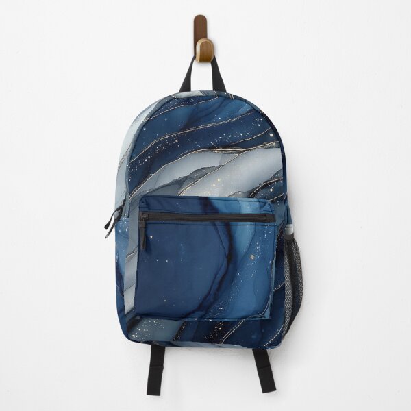 Item preview, Navy Blue, White, and Grey Fluid Marble with Gold Dust designed and sold by Nine Lives Studio.