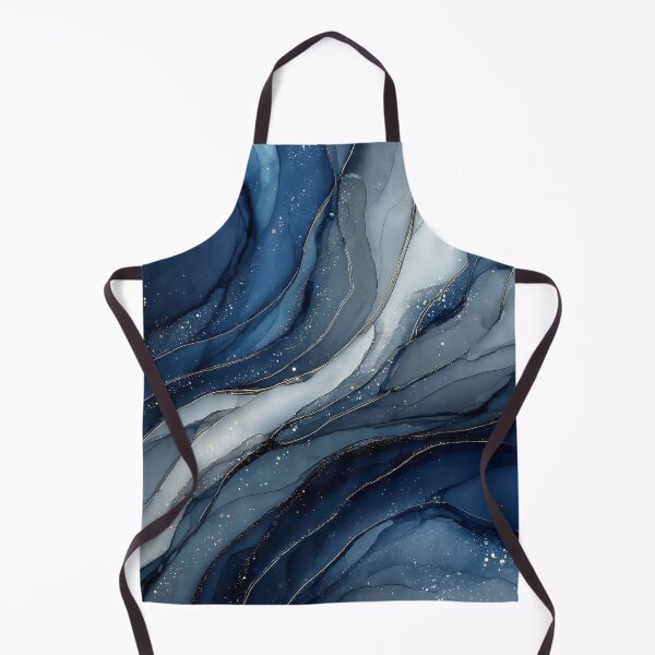 Item preview, Navy Blue, White, and Grey Fluid Marble with Gold Dust designed and sold by Nine Lives Studio.
