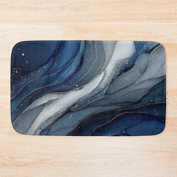 Item preview, Navy Blue, White, and Grey Fluid Marble with Gold Dust designed and sold by Nine Lives Studio.