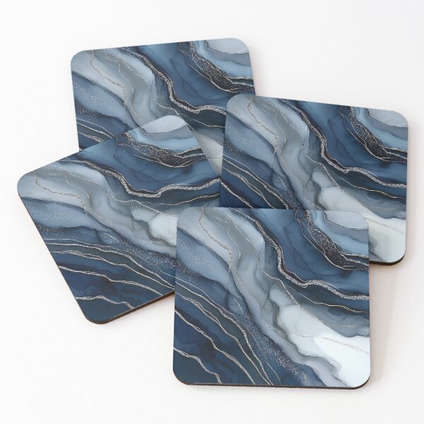 Item preview, Navy Blue, Grey, and White Fluid Resin with Silver Veins designed and sold by Nine Lives Studio.
