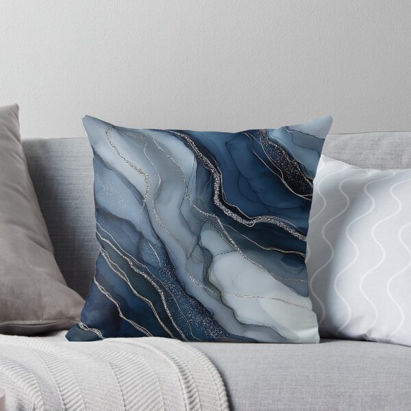 Item preview, Navy Blue, Grey, and White Fluid Resin with Silver Veins designed and sold by Nine Lives Studio.