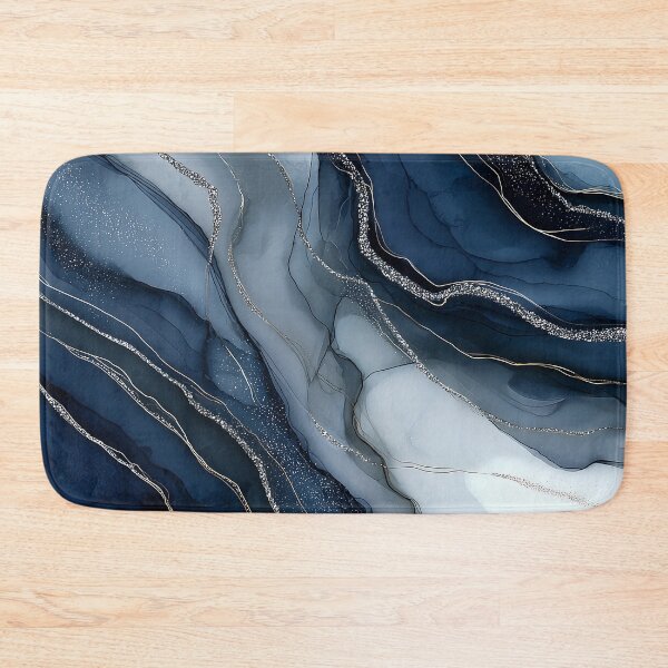 Item preview, Navy Blue, Grey, and White Fluid Resin with Silver Veins designed and sold by Nine Lives Studio.