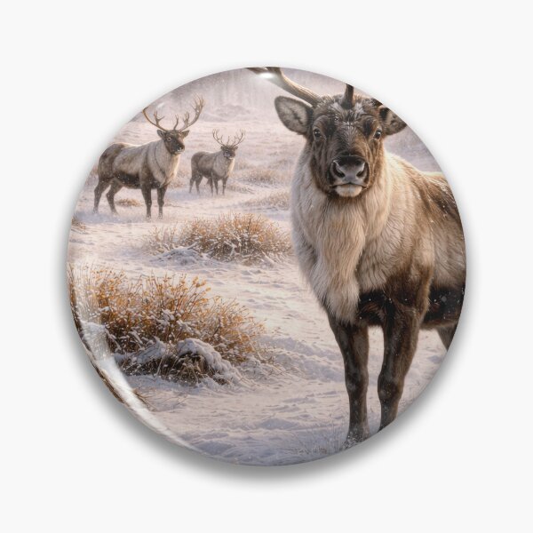 Item preview, Majestic Caribou in Winter Wilderness – Northern Wildlife Landscape designed and sold by VandVArt.