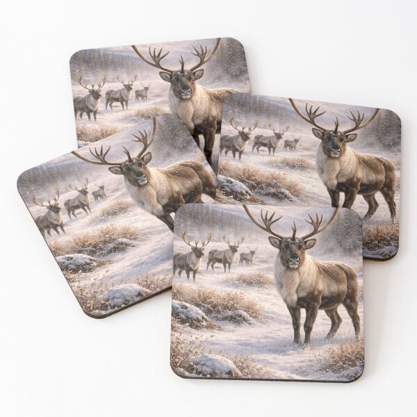 Item preview, Majestic Caribou in Winter Wilderness – Northern Wildlife Landscape designed and sold by VandVArt.