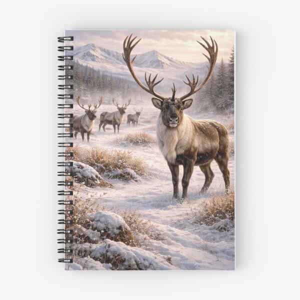 Item preview, Majestic Caribou in Winter Wilderness – Northern Wildlife Landscape designed and sold by VandVArt.