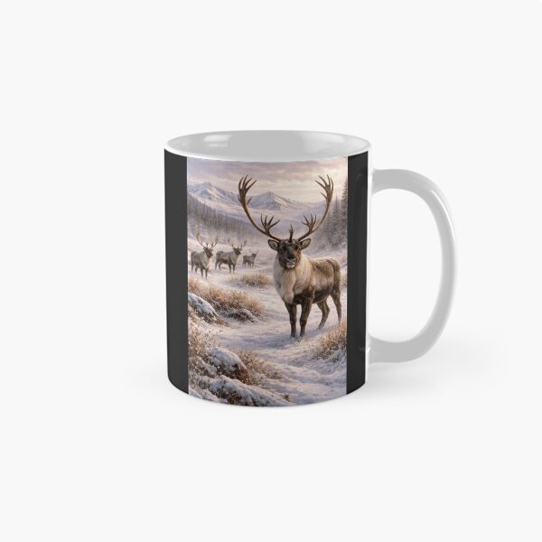 Item preview, Majestic Caribou in Winter Wilderness – Northern Wildlife Landscape designed and sold by VandVArt.