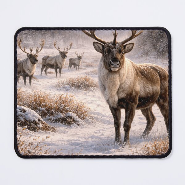 Item preview, Majestic Caribou in Winter Wilderness – Northern Wildlife Landscape designed and sold by VandVArt.