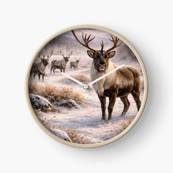 Item preview, Majestic Caribou in Winter Wilderness – Northern Wildlife Landscape designed and sold by VandVArt.