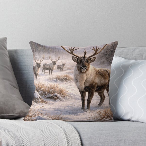 Item preview, Majestic Caribou in Winter Wilderness – Northern Wildlife Landscape designed and sold by VandVArt.