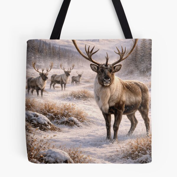 Item preview, Majestic Caribou in Winter Wilderness – Northern Wildlife Landscape designed and sold by VandVArt.