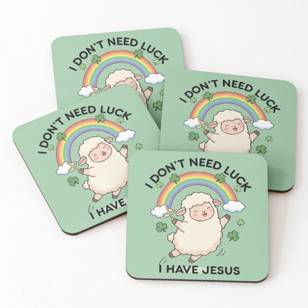 Item preview, St Patricks' Lamb I Don't Need Luck I Have Jesus Rainbow and Shamrocks designed and sold by Forevermore.