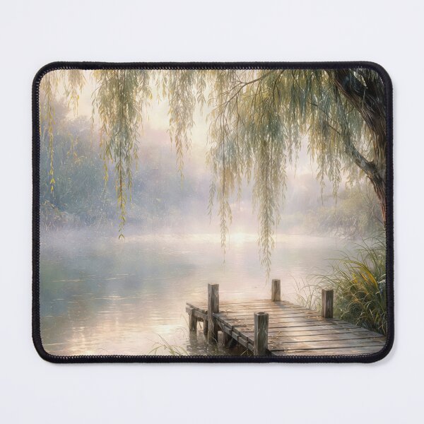 Item preview, Lake Dock in Mist With Willow Tree designed and sold by Maria Dryfhout.