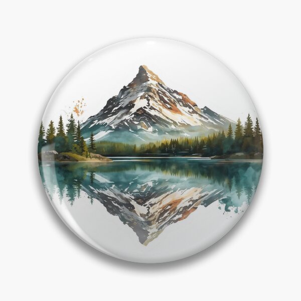 Item preview, Symmetrical Watercolor Mountain & Lake Reflection designed and sold by Jaroslaw-S.