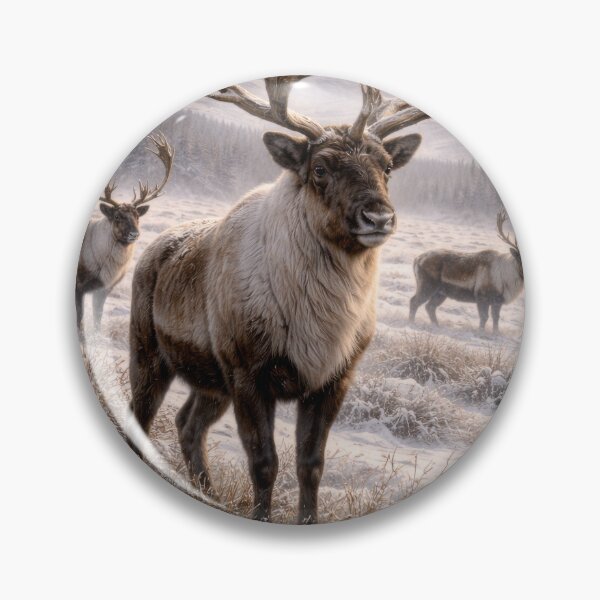 Item preview, Majestic Caribou in Winter Wilderness – Northern Wildlife Landscape designed and sold by VandVArt.