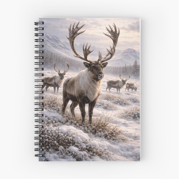 Item preview, Majestic Caribou in Winter Wilderness – Northern Wildlife Landscape designed and sold by VandVArt.