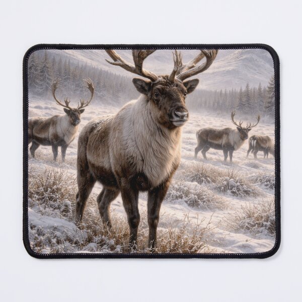 Item preview, Majestic Caribou in Winter Wilderness – Northern Wildlife Landscape designed and sold by VandVArt.