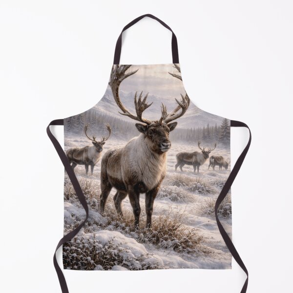 Item preview, Majestic Caribou in Winter Wilderness – Northern Wildlife Landscape designed and sold by VandVArt.