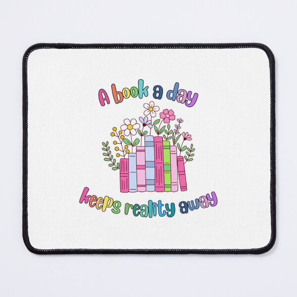Item preview, A book a day keeps reality away | colorful flowers and books with cute rainbow lettering designed and sold by LibrarianLauren.