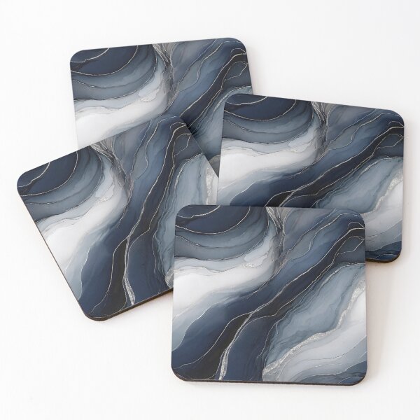 Item preview, Flowing Blue Water Resin Art with Silver Veins designed and sold by Nine Lives Studio.