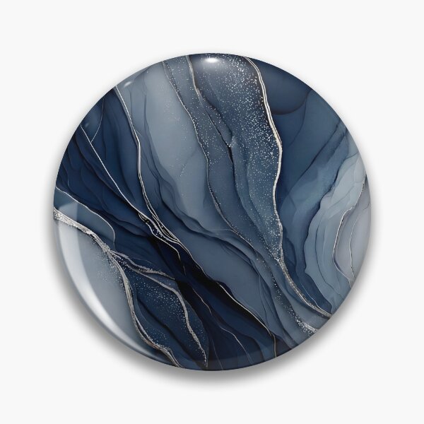 Item preview, Navy Blue and Silver Marble Water Flow designed and sold by Nine Lives Studio.