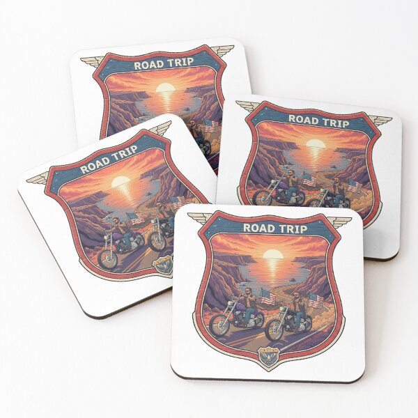 Item preview, American Road Trip Biker Badge – Vintage Motorcycle Coastal Sunset Art designed and sold by SasquatchTrail.