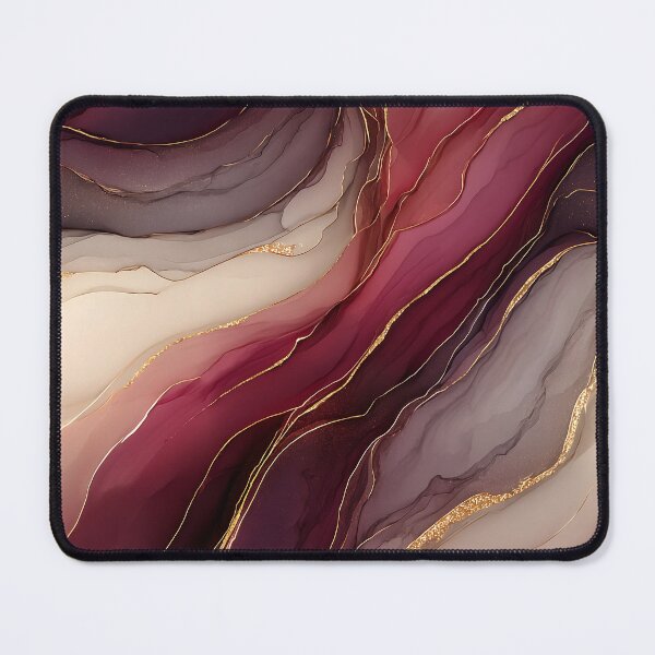 Item preview, Burgundy and Cream Abstract Resin Art with Gold designed and sold by Nine Lives Studio.