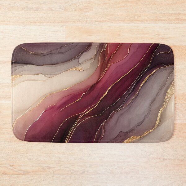 Item preview, Burgundy and Cream Abstract Resin Art with Gold designed and sold by Nine Lives Studio.