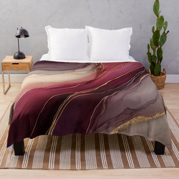 Item preview, Burgundy and Cream Abstract Resin Art with Gold designed and sold by Nine Lives Studio.