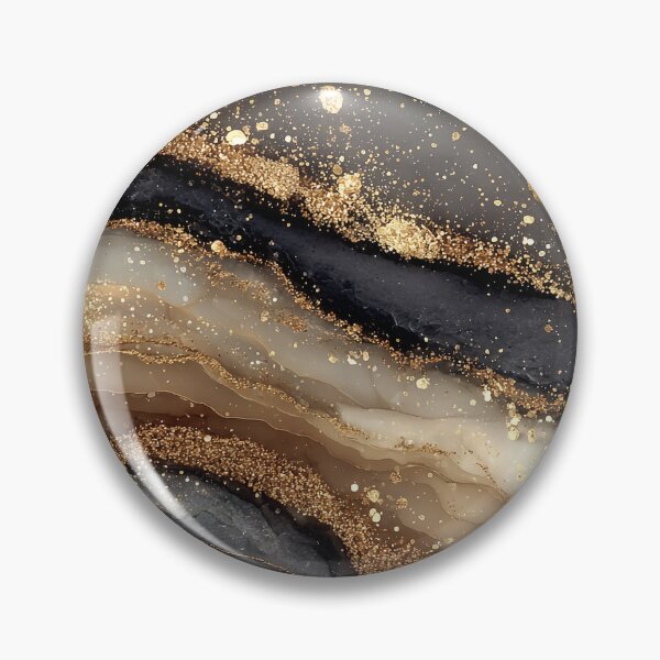 Item preview, Black, Cream, and Grey Fluid Marble with Gold Splatters designed and sold by Nine Lives Studio.