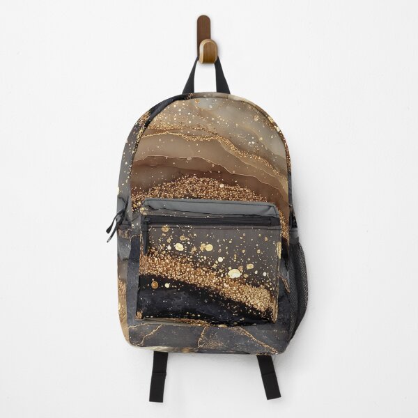 Item preview, Black, Cream, and Grey Fluid Marble with Gold Splatters designed and sold by Nine Lives Studio.