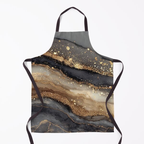 Item preview, Black, Cream, and Grey Fluid Marble with Gold Splatters designed and sold by Nine Lives Studio.