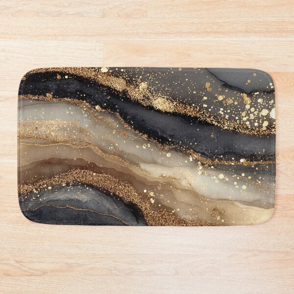Item preview, Black, Cream, and Grey Fluid Marble with Gold Splatters designed and sold by Nine Lives Studio.
