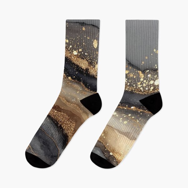 Item preview, Black, Cream, and Grey Fluid Marble with Gold Splatters designed and sold by Nine Lives Studio.