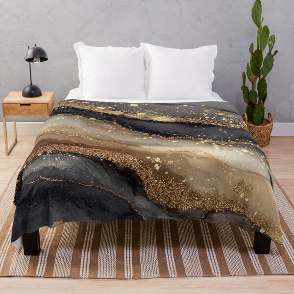 Item preview, Black, Cream, and Grey Fluid Marble with Gold Splatters designed and sold by Yoruhara.