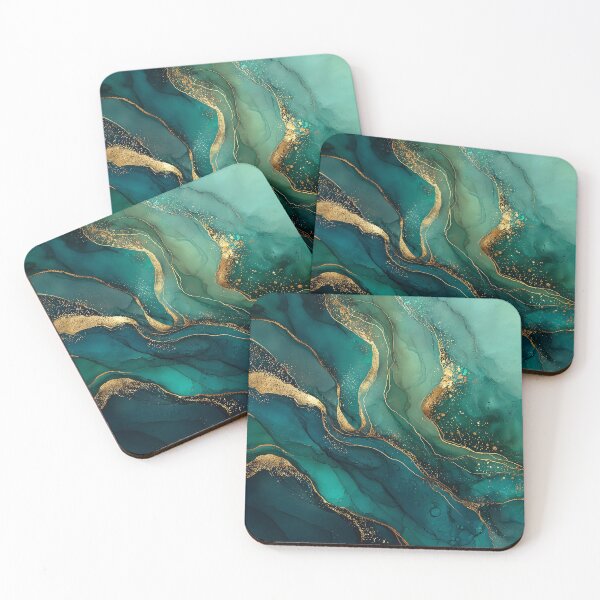 Item preview, Flowing Dark Green Agate Slice Pattern with Gold Veins designed and sold by Nine Lives Studio.