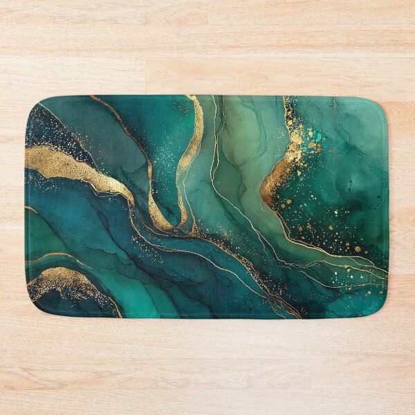 Item preview, Flowing Dark Green Agate Slice Pattern with Gold Veins designed and sold by Nine Lives Studio.