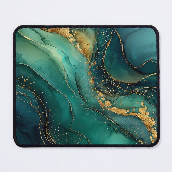 Item preview, Flowing Dark Green and Gold Agate Slice Faux Marble designed and sold by Nine Lives Studio.