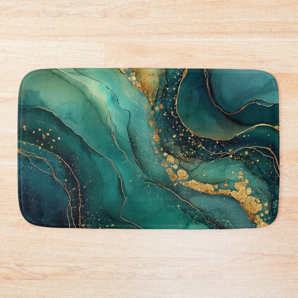 Item preview, Flowing Dark Green and Gold Agate Slice Faux Marble designed and sold by Nine Lives Studio.