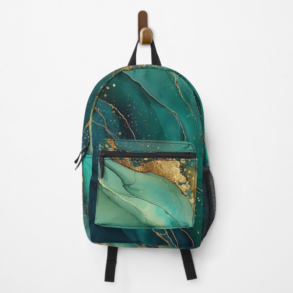 Item preview, Flowing Dark Green and Gold Agate Slice Faux Marble designed and sold by Nine Lives Studio.