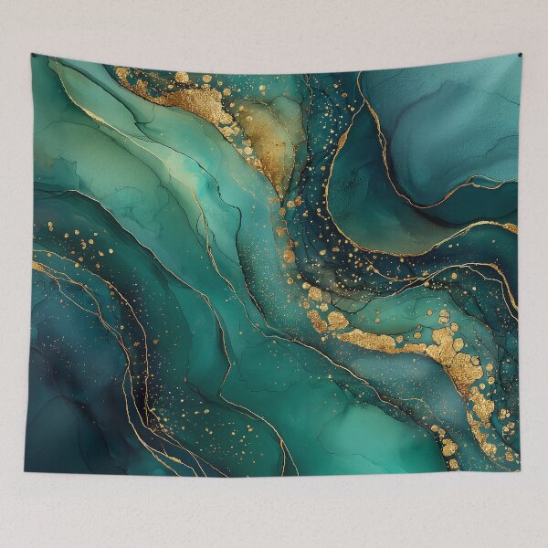 Item preview, Flowing Dark Green and Gold Agate Slice Faux Marble designed and sold by Nine Lives Studio.