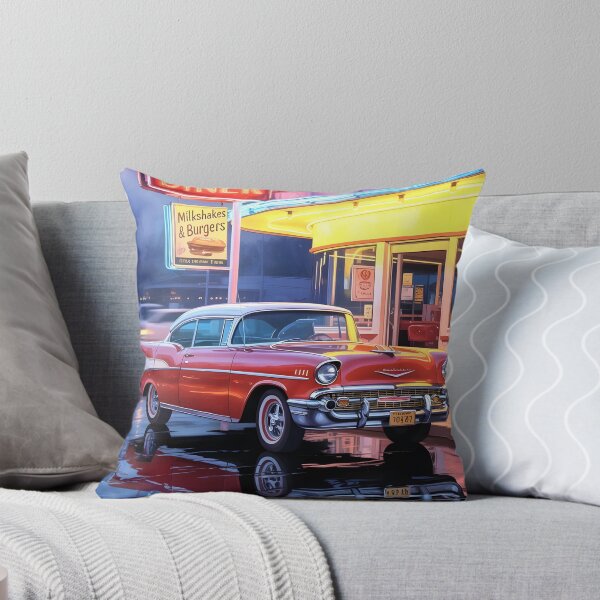 Artikelvorschau, Regnerische Abenddämmerung im Diner – Kunstdruck im Stil der 1950er Jahre | Retro-Neonreflexionen, Vintage-Diner-Wanddekoration entworfen und verkauft von MooLaLa.Store.