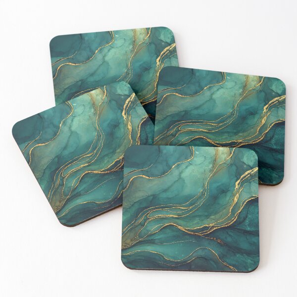 Item preview, Dark Green and Gold Faux Stone Agate Slice Pattern designed and sold by Nine Lives Studio.