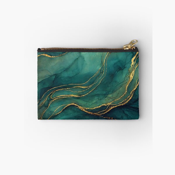 Item preview, Dark Green and Gold Faux Stone Agate Slice Pattern designed and sold by Nine Lives Studio.
