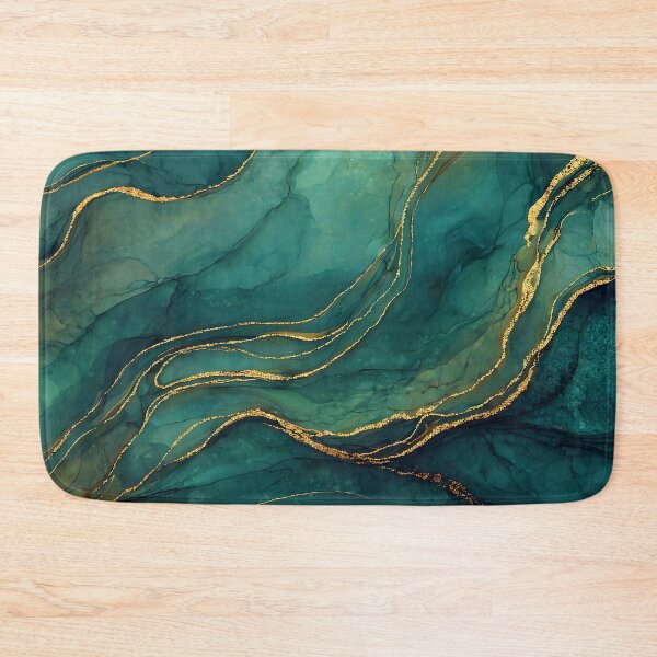 Item preview, Dark Green and Gold Faux Stone Agate Slice Pattern designed and sold by Nine Lives Studio.