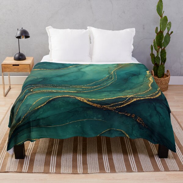 Item preview, Dark Green and Gold Faux Stone Agate Slice Pattern designed and sold by Nine Lives Studio.