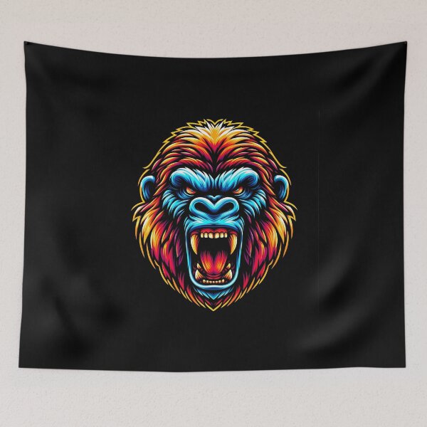 Item preview, Vibrant and fierce gorilla illustration with dynamic colors and intricate details. designed and sold by beast-net.