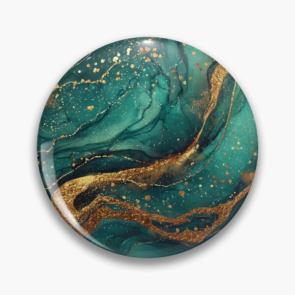 Item preview, Flowing Teal and Gold Liquid Resin Art for Living Room Decor designed and sold by Nine Lives Studio.